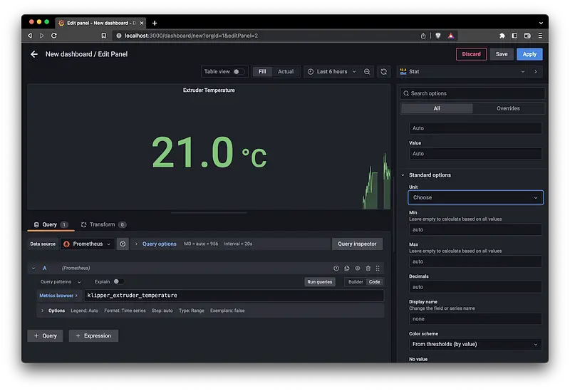 Grafana add panel
