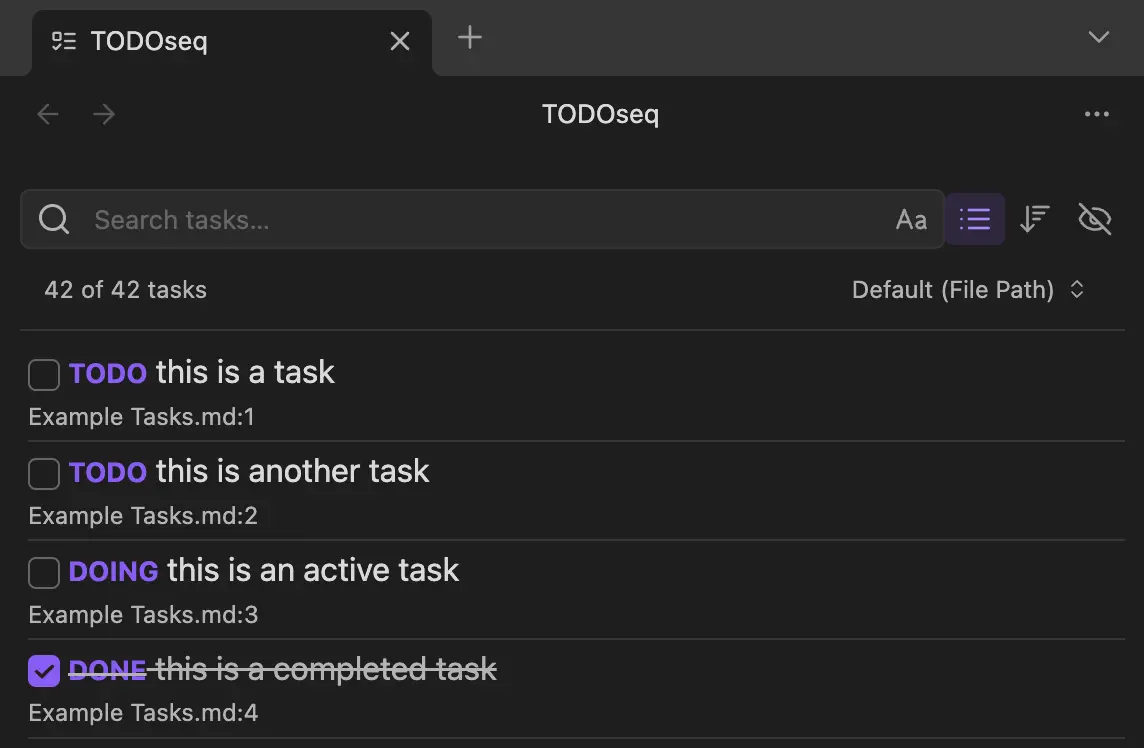 a list of tasks in the TODOseq view